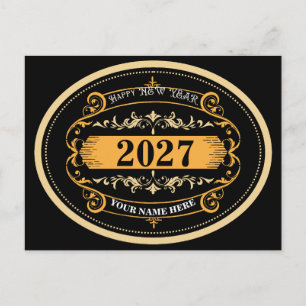 Cartão Postal Feliz Ano Novo 2027 Moderno & Elegante