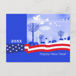 Cartão Postal Feliz ano novo. Ano Personalizado | Patriótico