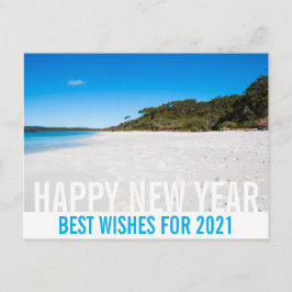 Cartão Postal Feliz Ano Novo Austrália Paisagem de Praia Paraíso