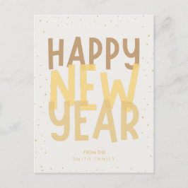 Cartão Postal Feliz ano novo bege