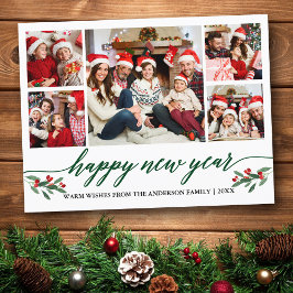 Cartão Postal Feliz ano novo de Fotografia Moderna 5 Verde