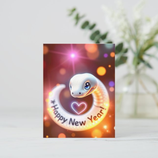 Cartão Postal Feliz ano novo de madeira (Em pé/Frente)