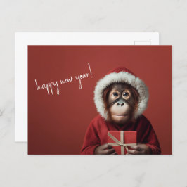 Cartão Postal Feliz ano novo de Papais noeis Orangutan