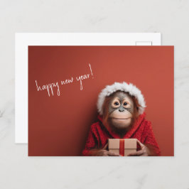 Cartão Postal Feliz ano novo de Papais noeis Orangutan