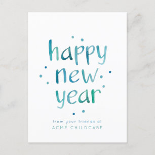 Cartão Postal Feliz ano novo de Tipografia de Aquarela