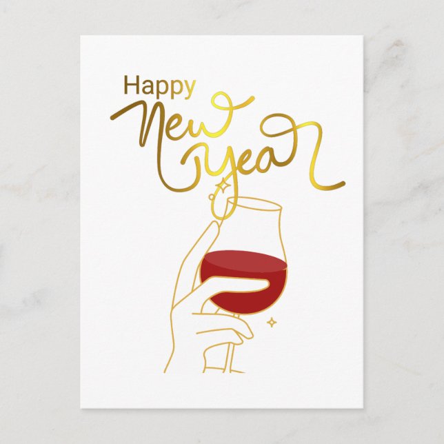 Cartão Postal Feliz ano novo em Dourado (Frente)