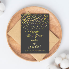 Cartão Postal Feliz ano novo, faça-o brilhar! Sparkles Dourados