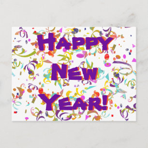 Cartão Postal feliz ano novo Festivo Colorida de Confetti Person
