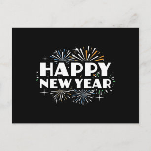 Cartão Postal Feliz Ano Novo Fogos de Artifício Divertido Réveil
