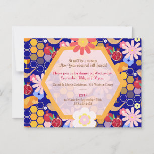 Cartão Postal Feliz Ano Novo Judaico Rosh Hashaná Padrão Floral