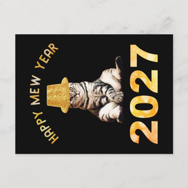 Cartão Postal Feliz Ano Novo Mew 2027 (Frente)