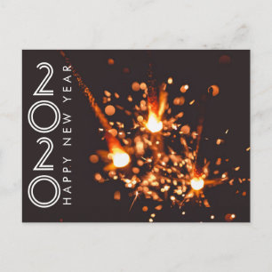 Cartão Postal Feliz ano novo Moderno 2020 Fireworks Sparkler