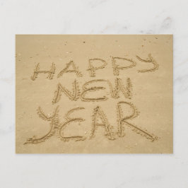Cartão Postal Feliz ano novo na areia