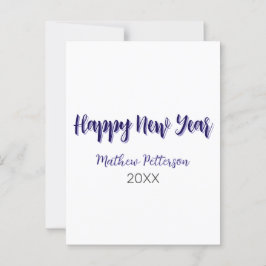 Cartão Postal Feliz ano novo roxo adicionar nome preto ano simpl