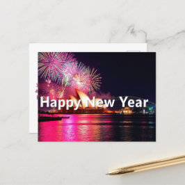 Cartão Postal Feliz ano novo Sydney Austrália - Luzes Noturnas