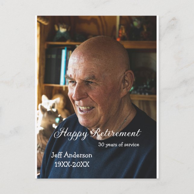Cartão Postal Feliz aposentadoria adicione nome foto anos de ser (Frente)
