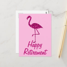 Cartão Postal Feliz aposentadoria flamingo rosa brilhante Texto