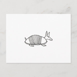 Cartão Postal Feliz Armadillo, arte única de desenho de linhas b
