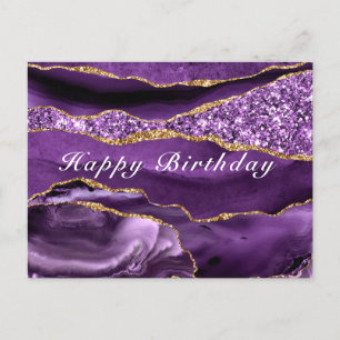 Cartão Postal Feliz Ataque de Aniversário Agate Purple Violet Do
