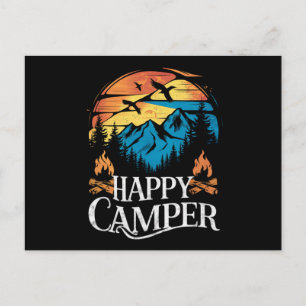 Cartão Postal Feliz Aventureiro Retro Vintage Equipe de Acampame