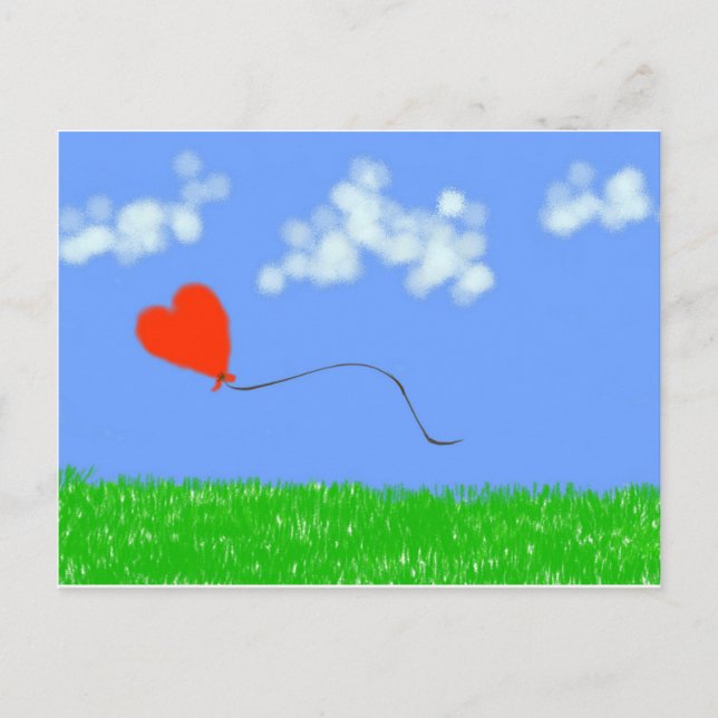 Cartão Postal Feliz Balão do Coração (Frente)
