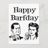 Feliz Barfday Retro Man & Woman B&W