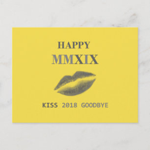 Cartão Postal Feliz beijo MMXIX 2018 adeus