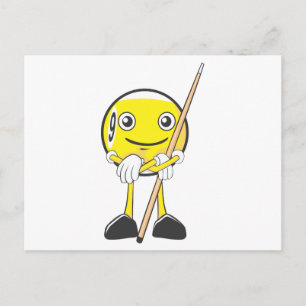 Cartão Postal Feliz Billiard Nine Ball Player