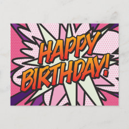 Cartão Postal FELIZ BIRTHDAYComic Book Pop Art