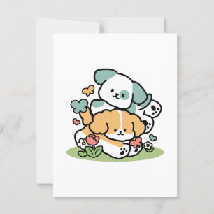 Cartão Postal Feliz Cachorro A Cair Em Maio - Arte Canina Kawaii