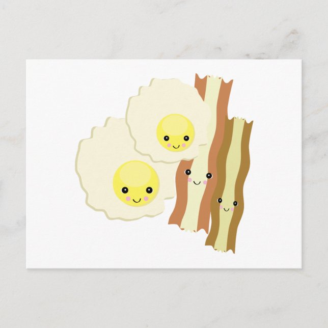 Cartão Postal feliz café da manhã kawaii (Frente)