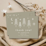 Cartão Postal Feliz Camper Obrigado<br><div class="desc">Apresentando nosso design de chá de fraldas "Feliz Camper", perfeito para celebrar a chegada do seu pequeno. Esse charmoso design apresenta um tema de acampamento caprichoso, completo com ilustrações de árvores, lua e estrelas. Quer você esteja planejando um chá de fraldas ao ar livre ou simplesmente ame a estética do...</div>