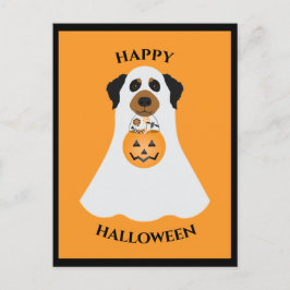 Cartão Postal Feliz Cão Fantasma do Halloween