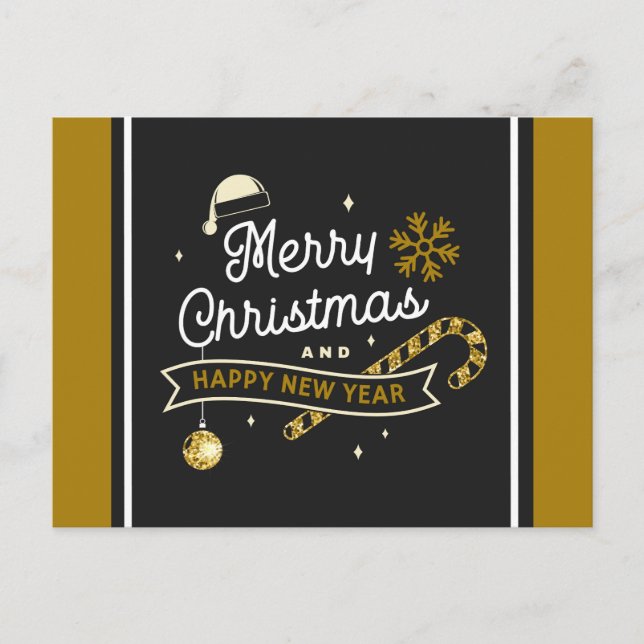 Cartão Postal Feliz Cartão-Postal De Natal E Feliz ano novo (Frente)