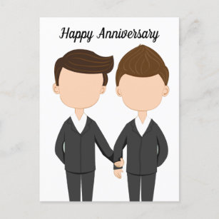 Cartão Postal Feliz Casal de Gay do Aniversário de Casamento