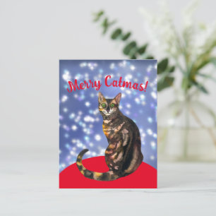 Cartão Postal Feliz Catmas, gato bengal Cartão-postal