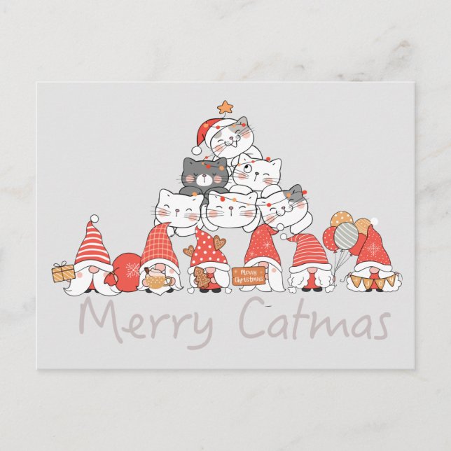 Cartão Postal Feliz Catmas Natal bonito (Frente)