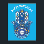 Cartão Postal 🕎 Feliz Chanucá, Mão de Miriam, personalizável<br><div class="desc">Feliz Hanukkah,  Mão de Miriam</div>