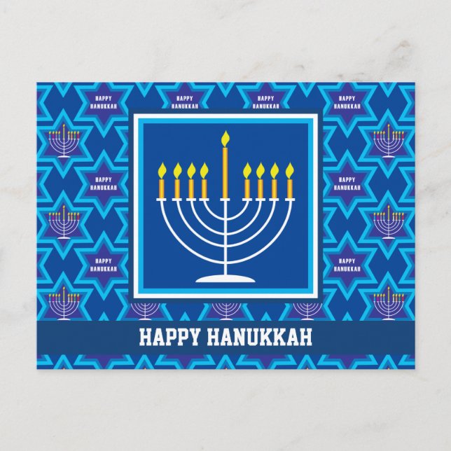Cartão Postal 🕎 Feliz Chanucá, Menorah, cartão-postal personali (Frente)