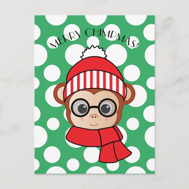 Cartão Postal Feliz Chimpmas (Frente)