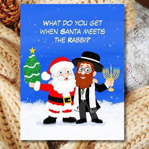 Cartão Postal Feliz Chrismukkah Papai Noel Encontra o Rabino Div