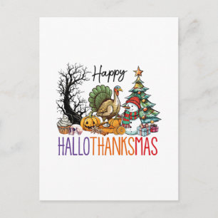 Cartão Postal Feliz Clipart do Hallothanksmas