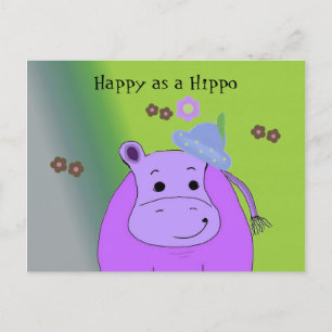 Cartão Postal Feliz como um Hipopótamo - Hipopótamo Roxo