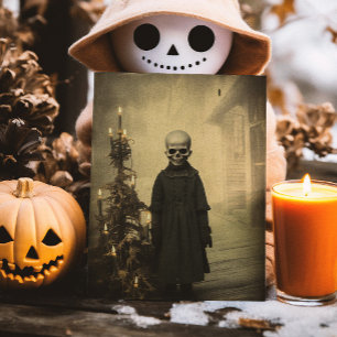 Cartão Postal Feliz Creepmas Spookey Skeleton Gothic Vintage