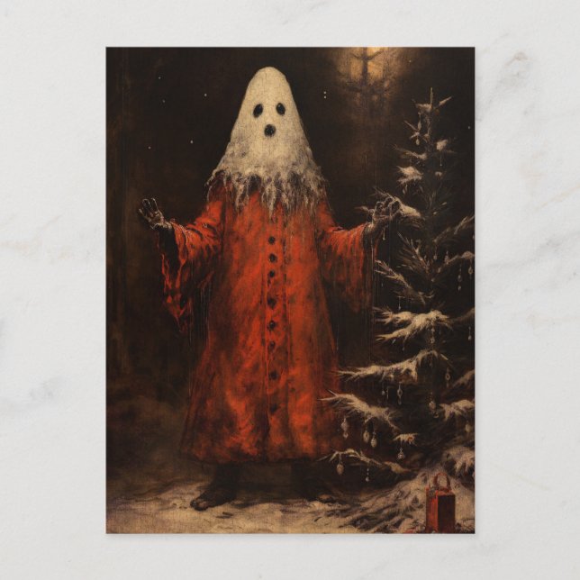Cartão Postal Feliz Creepmas Spooky Ghost Gothic Vintage (Frente)