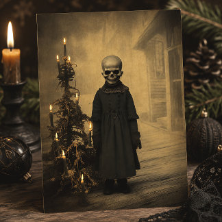 Cartão Postal Feliz Creepmas Vitoriano Esqueleto Natal Gótico