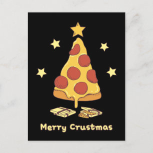 Cartão Postal Feliz Crustmas - Cartão-postal de Natal para Pizza