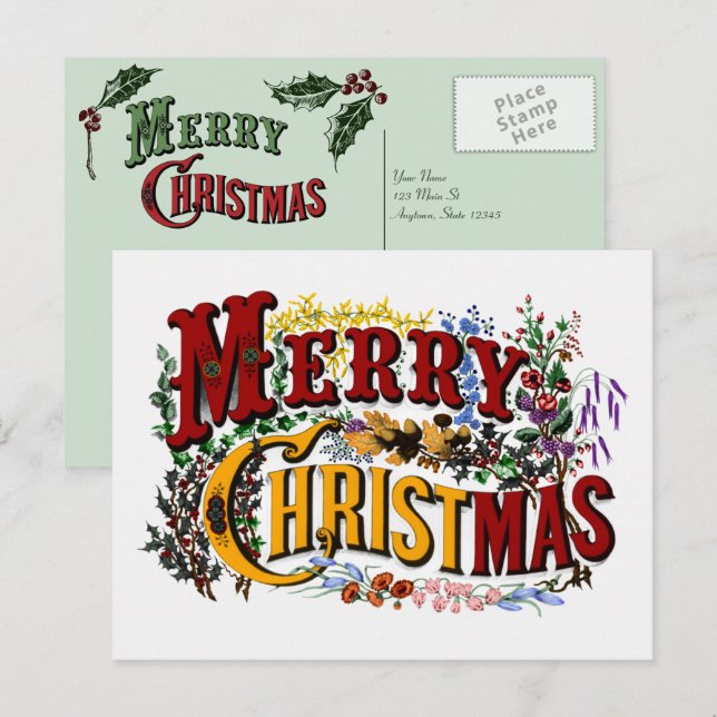 Cartão postal Feliz de Natal (Frente/Verso)