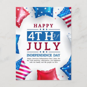 Cartão Postal Feliz dia 4 de julho da independência