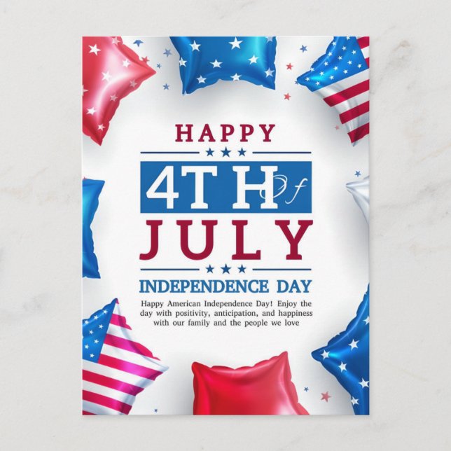 Cartão Postal Feliz dia 4 de julho da independência (Frente)